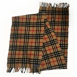 Authentic Burberrys Vintage Nova Check Cashmere Scarf Tan Unisex Luxury Designer